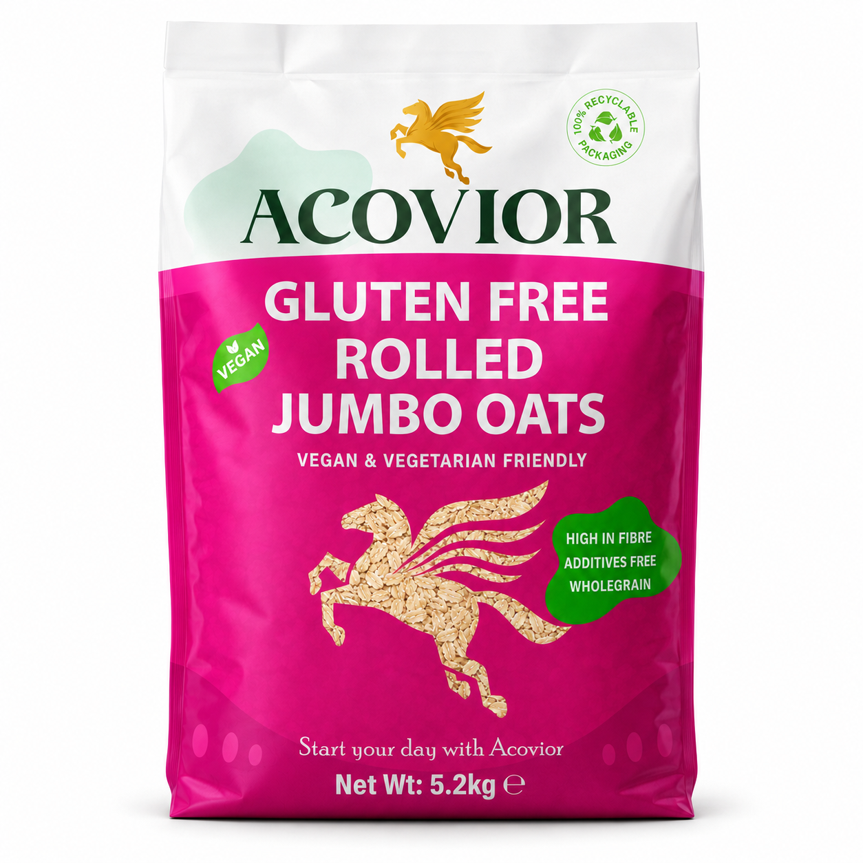 Acovior Gluten‑Free Rolled Jumbo Oats 5.2kg Bulk Pack front