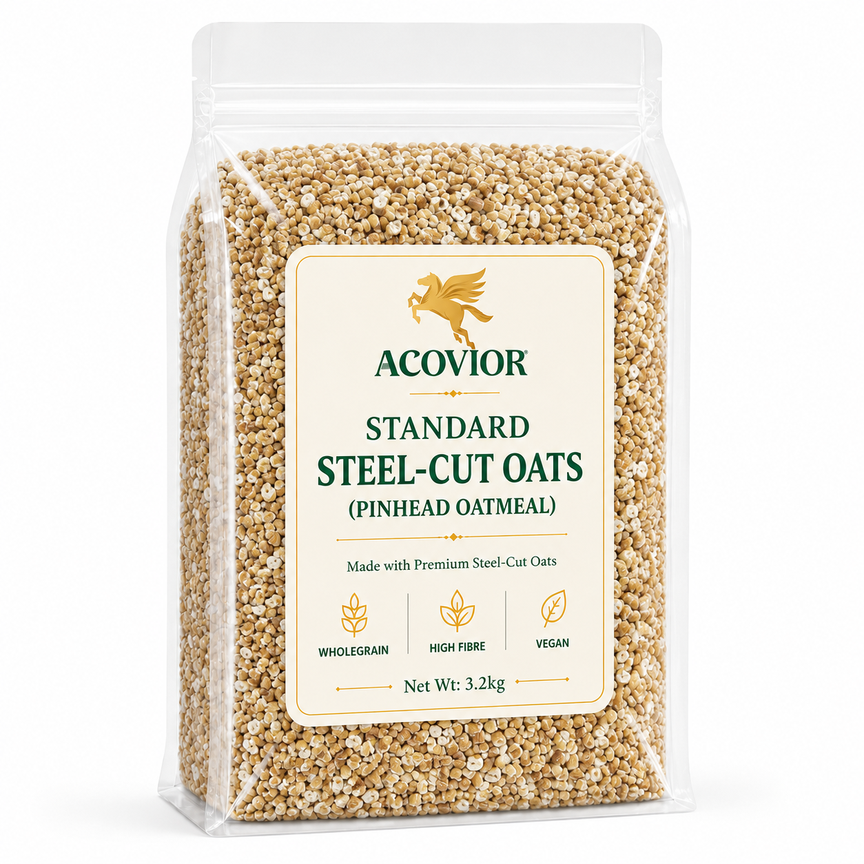 Acovior Standard Steel‑Cut Oats 3.2kg Value Pack front of pack