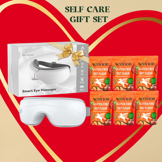 Acovior Gluten Free Oat Flour Wellness & Self-Care Gift Bundle with Eye Massager