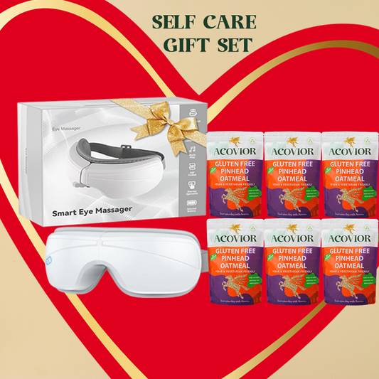 Acovior Gluten Free Pinhead Oats Wellness & Self-Care Gift Bundle with Eye Massager