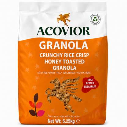 Acovior Crunchy Rice Crisp Honey Toasted Granola 5.25 kg front of pack
