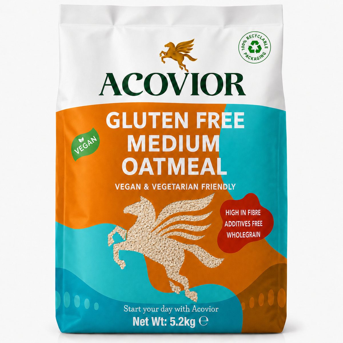 Acovior Gluten‑Free Medium Oatmeal 5.2kg Bulk Pack front