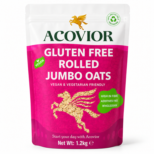 Acovior Gluten‑Free Rolled Jumbo Oats 1.2kg Family Pack front