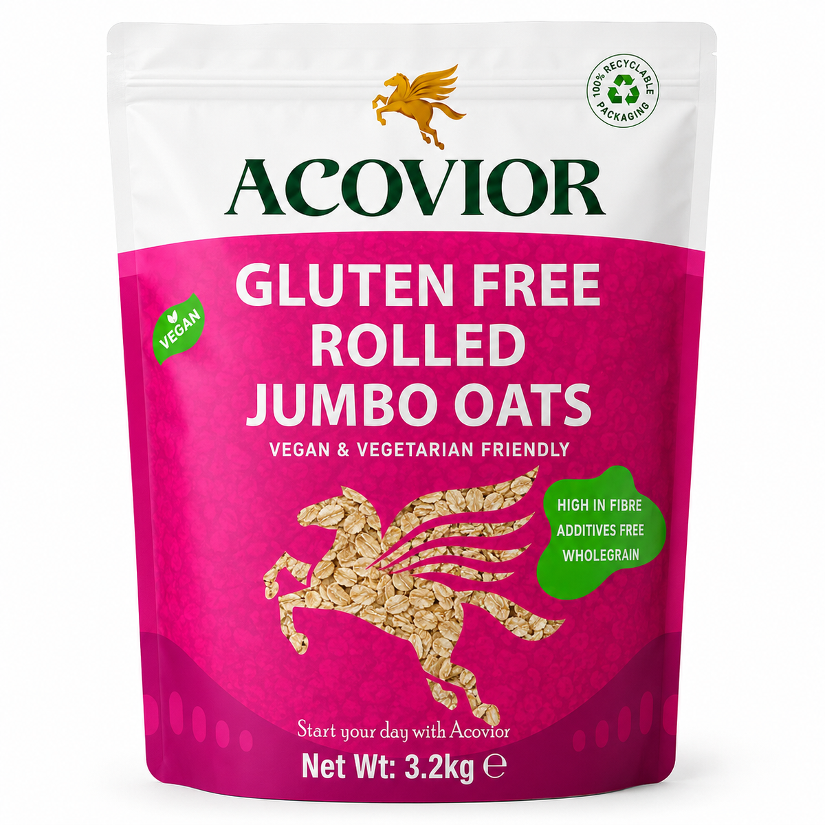 Acovior Gluten‑Free Rolled Jumbo Oats 3.2kg Value Pack front