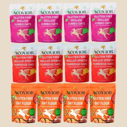 Acovior gluten-free breakfast starter pack – jumbo oats, speedy oats and oat flour