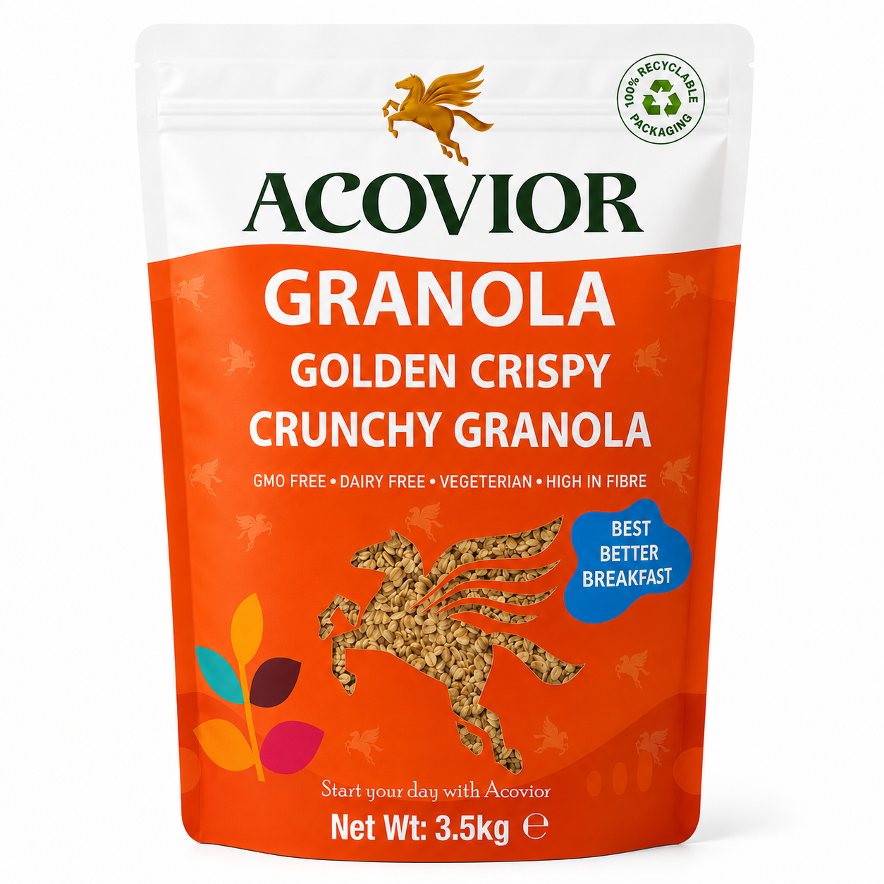 Acovior Golden Crispy Crunchy Granola 3.5 kg Value Pack front of pack
