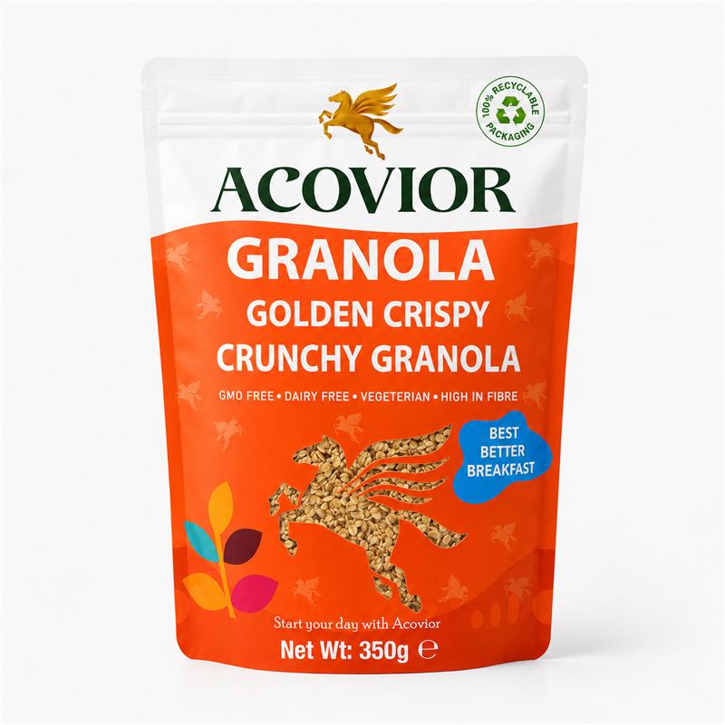 Acovior Golden Crispy Crunchy Granola 350g front of pack