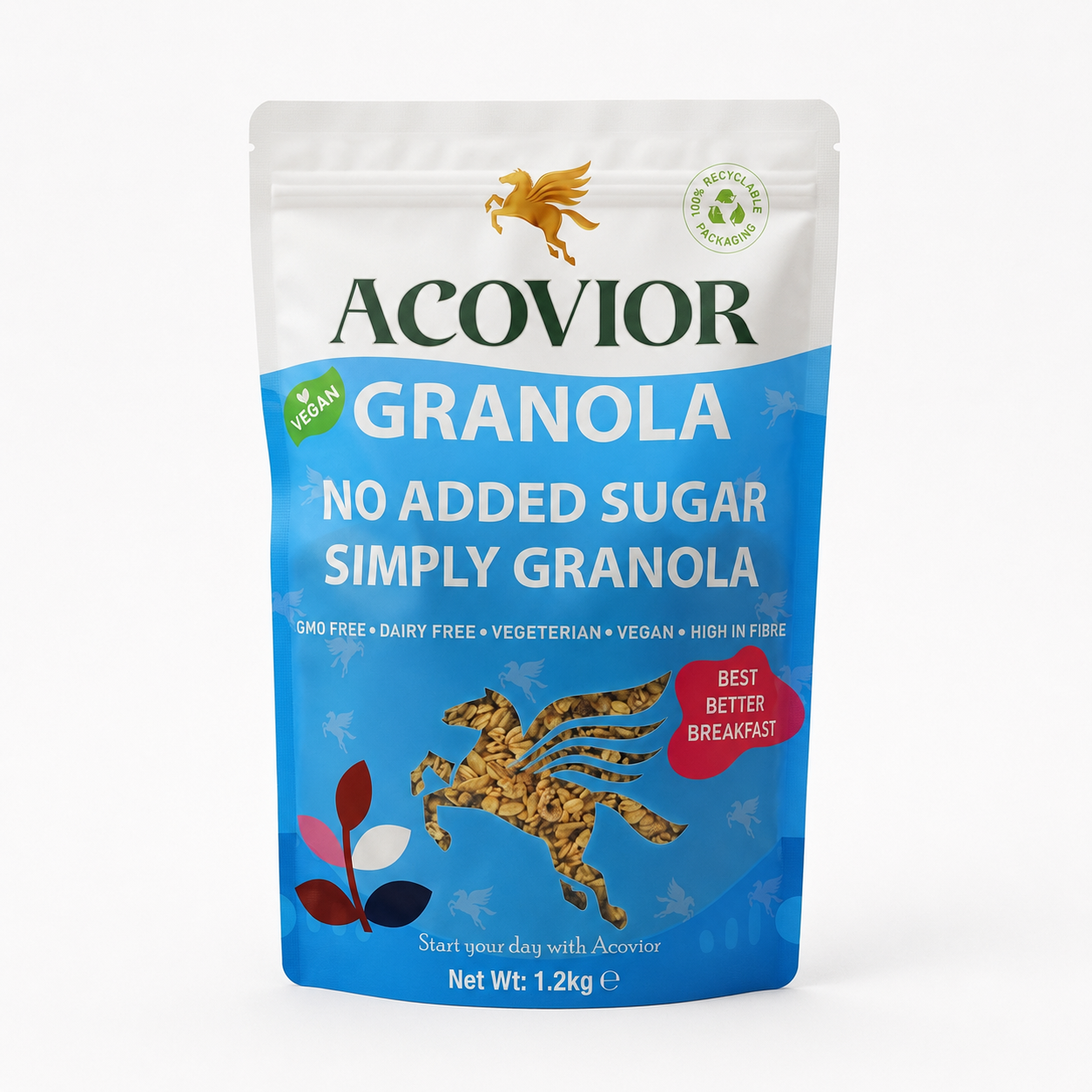 Acovior No Added Sugar Simply Granola 1.2kg front pack