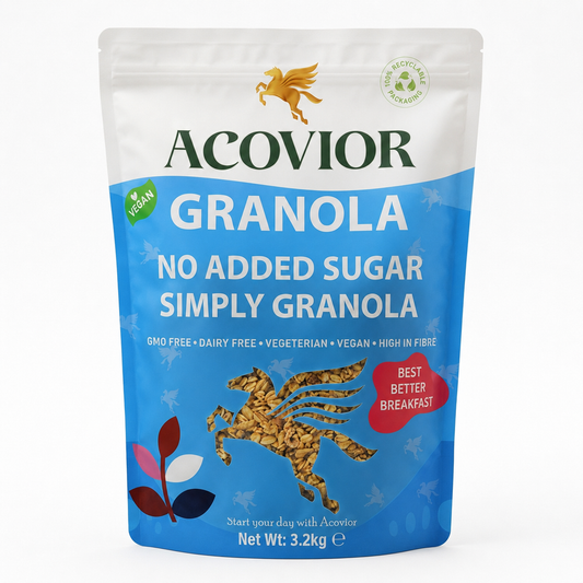 Acovior No Added Sugar Simply Granola 3.2kg front pack
