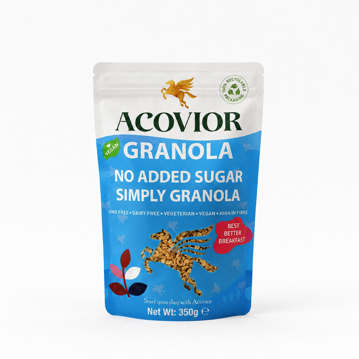 Acovior No Added Sugar Simply Granola 350g front pack