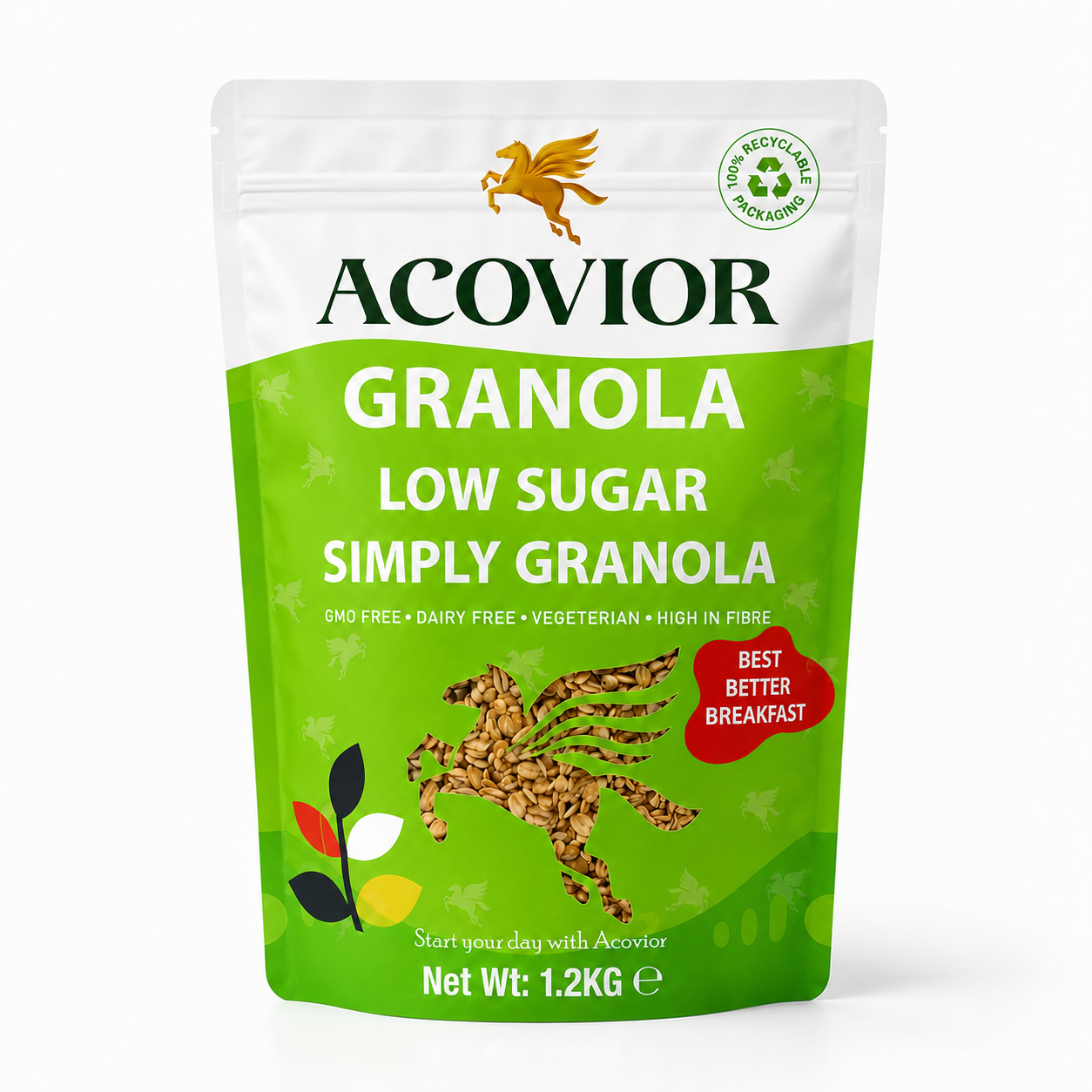 Acovior Low Sugar Simply Granola 1.2kg Family Pack front of pack
