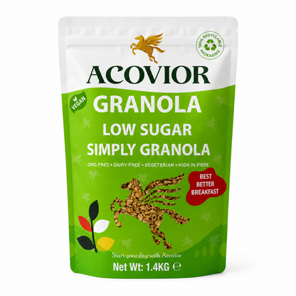 Acovior Low Sugar Simply Granola 1.4 kg Family Pack front of pack