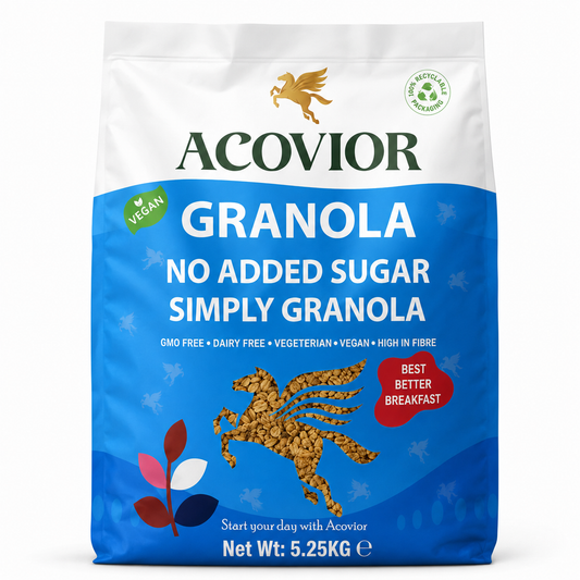 Acovior No Added Sugar Simply Granola 5.25 kg Bulk Pack front of pack