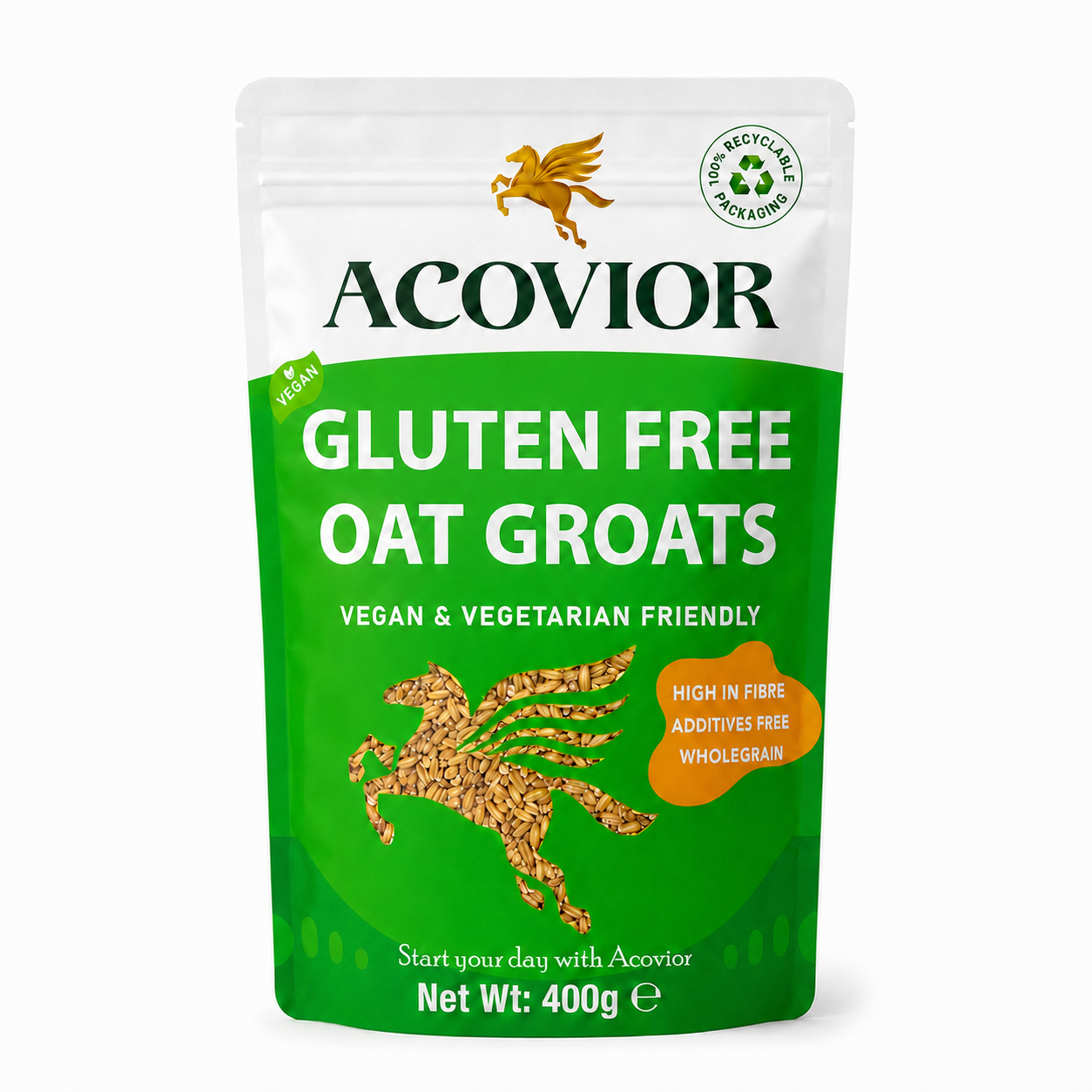 Acovior Gluten‑Free Oat Groats 400g front of pack