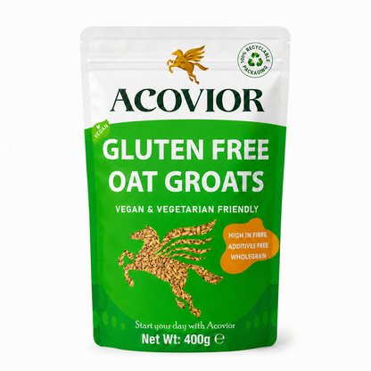 Acovior Gluten‑Free Oat Groats 400g front of pack