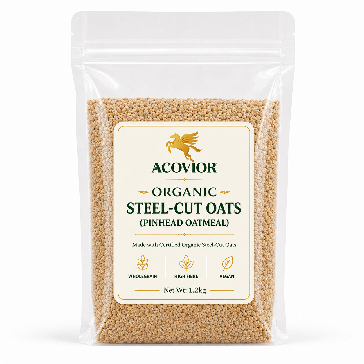 Acovior Organic Steel‑Cut Oats 1.2kg front of pack