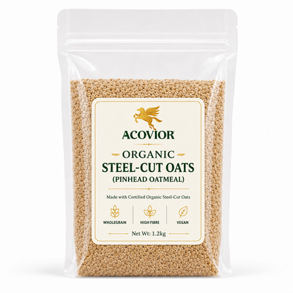 Acovior Organic Steel‑Cut Oats 1.2kg front of pack