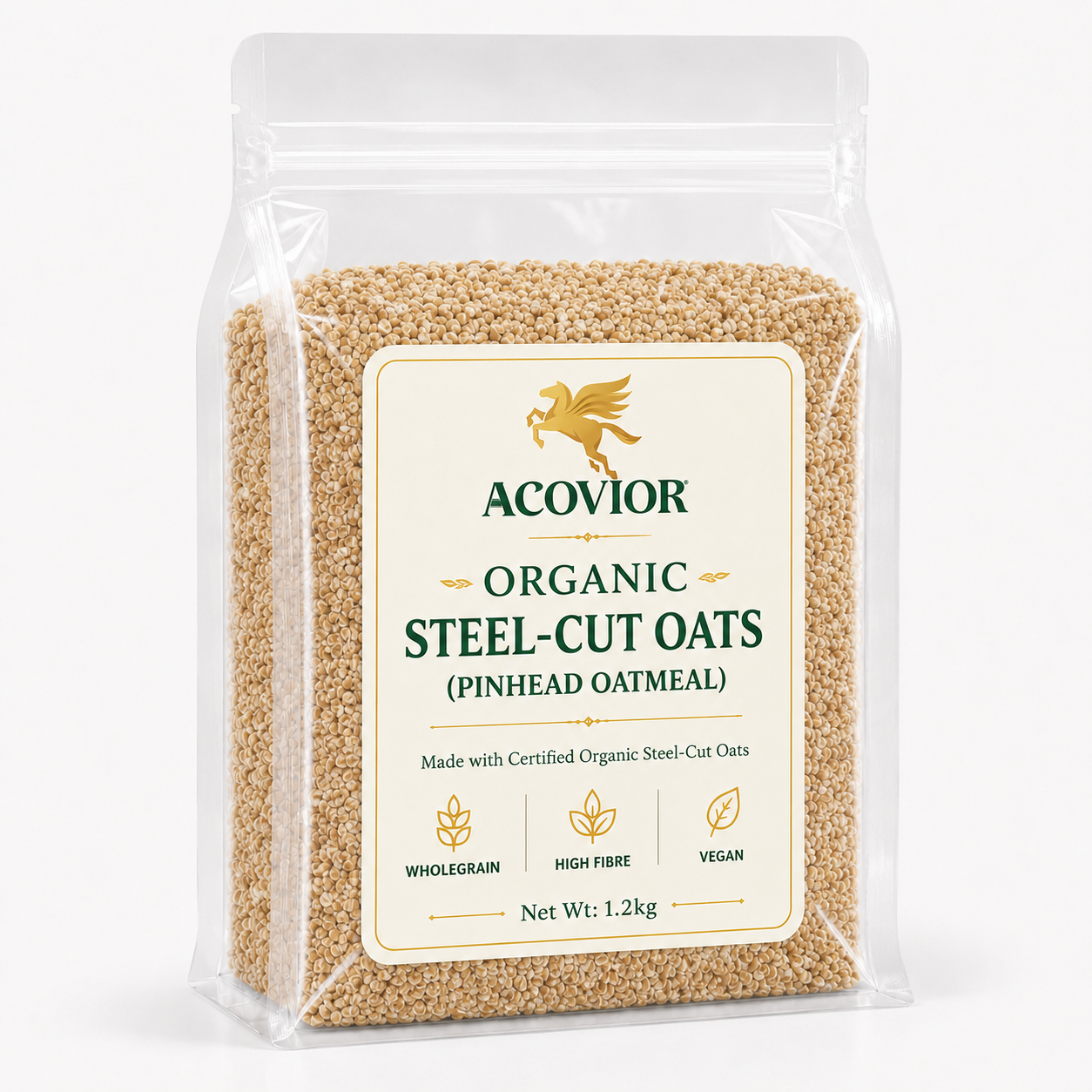 Acovior Organic Steel‑Cut Oats 1.2kg side of pack