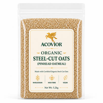 Acovior Organic Steel‑Cut Oats 3.2kg front of pack