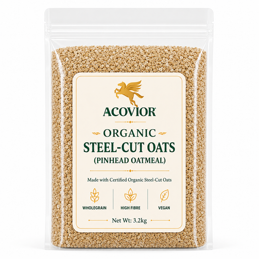 Acovior Organic Steel‑Cut Oats 3.2kg front of pack