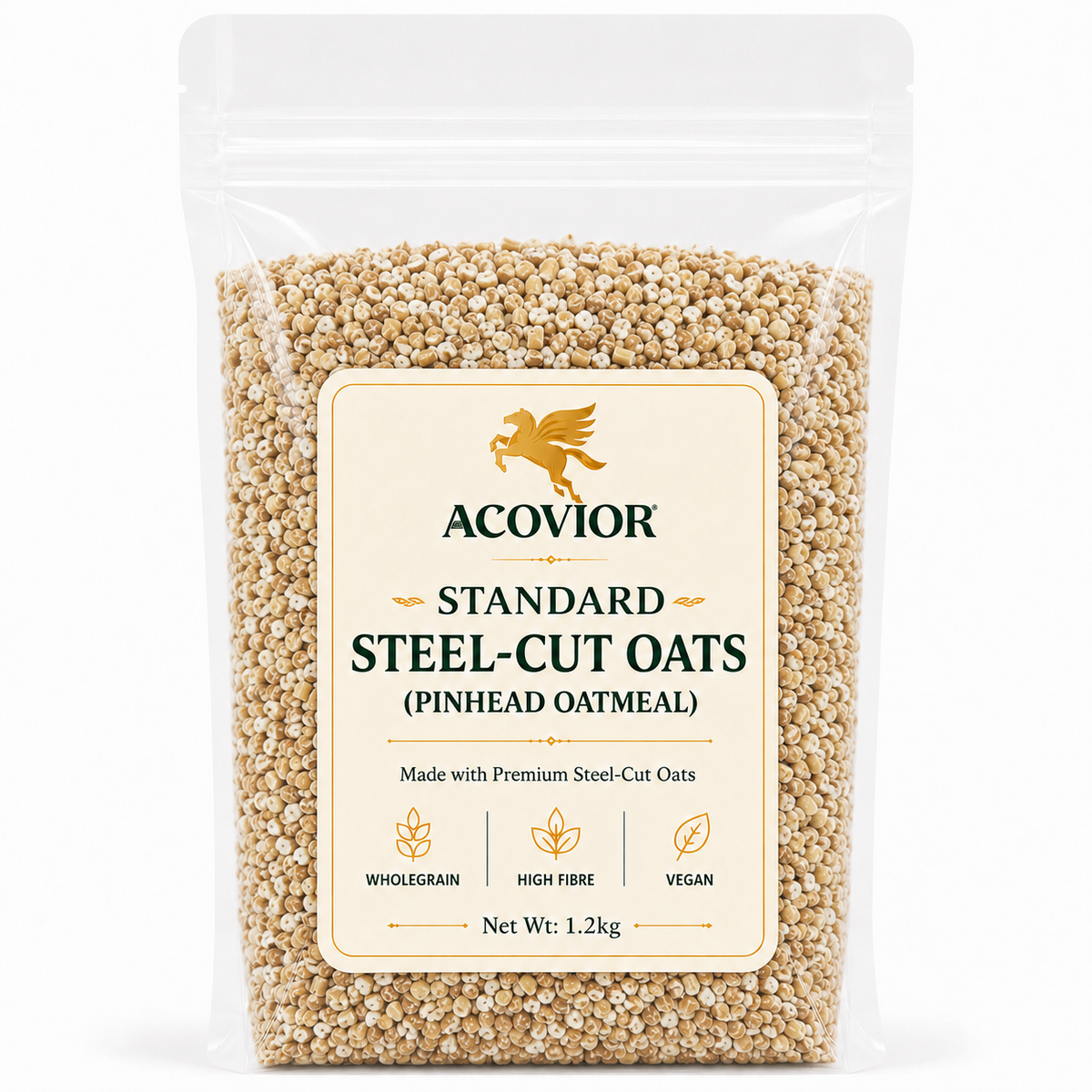 Acovior Standard Steel‑Cut Oats 1.2kg Family Pack front of pack