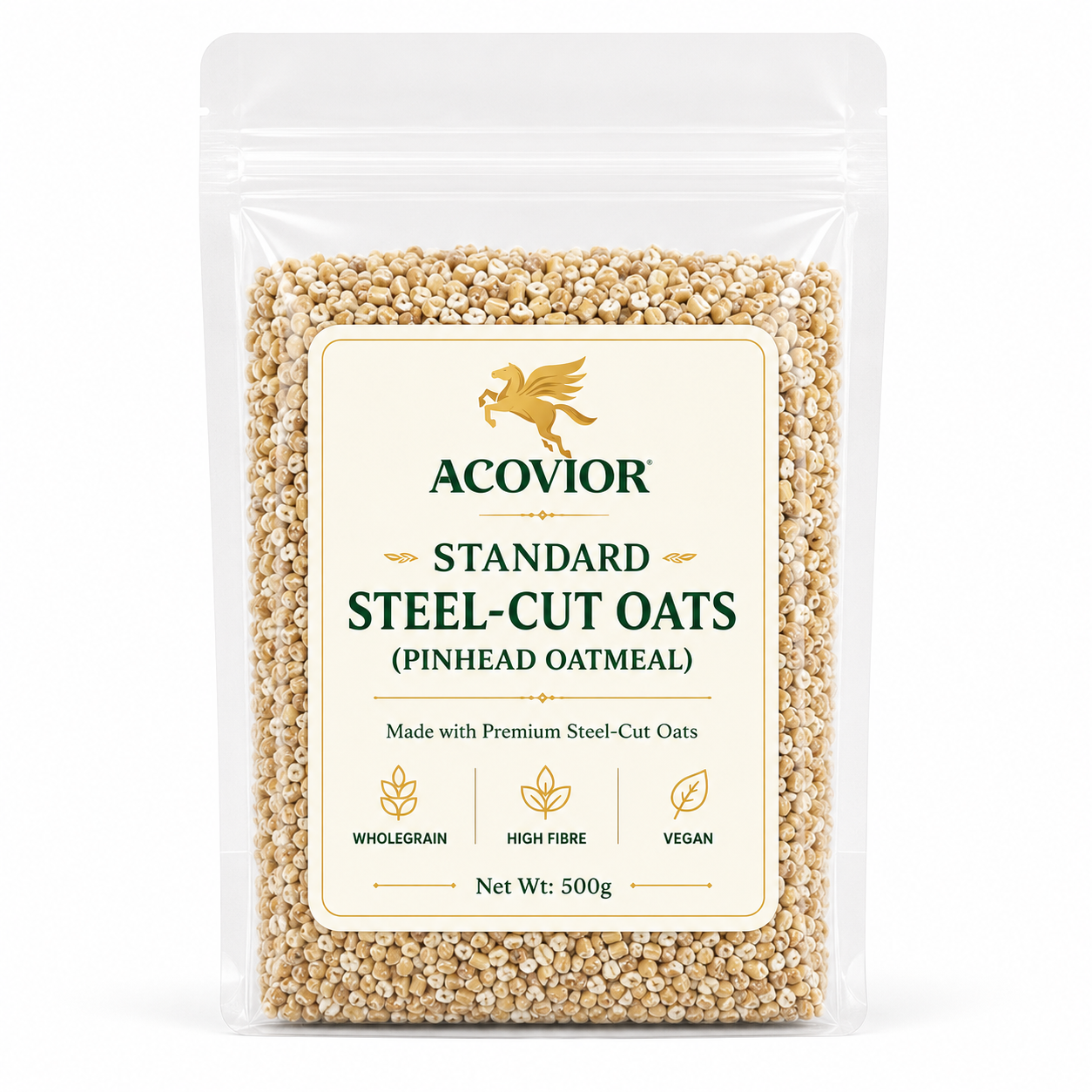 Acovior Standard Steel‑Cut Oats 500g Standard Pack front of pack