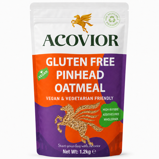 Acovior Gluten‑Free Steel‑Cut Oats (Pinhead Oatmeal) — 1.2kg Family Pack